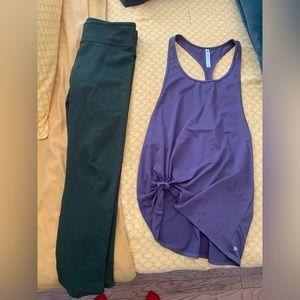 Fabletics green legging dust purple tank package deal!